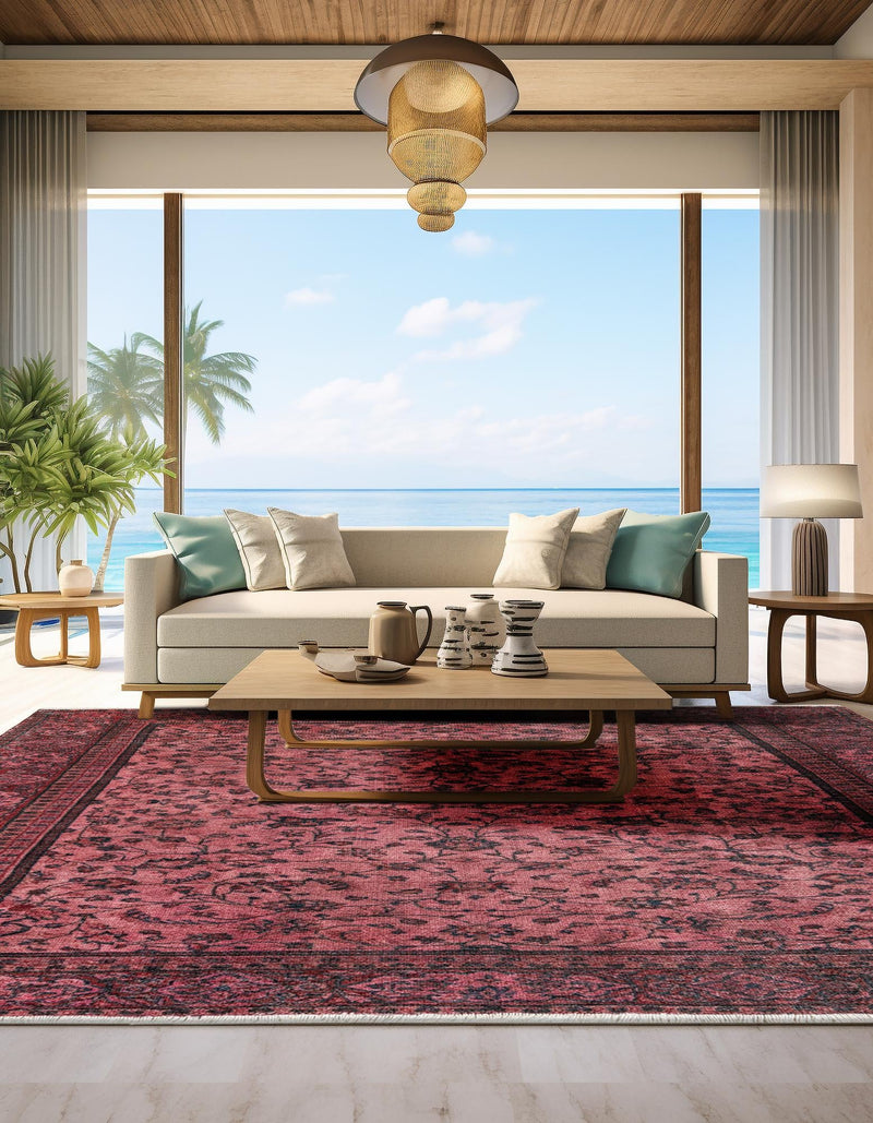 Bazaar Chic Collection Area Rug -  Larache Square Antique Red  lifestyle 25