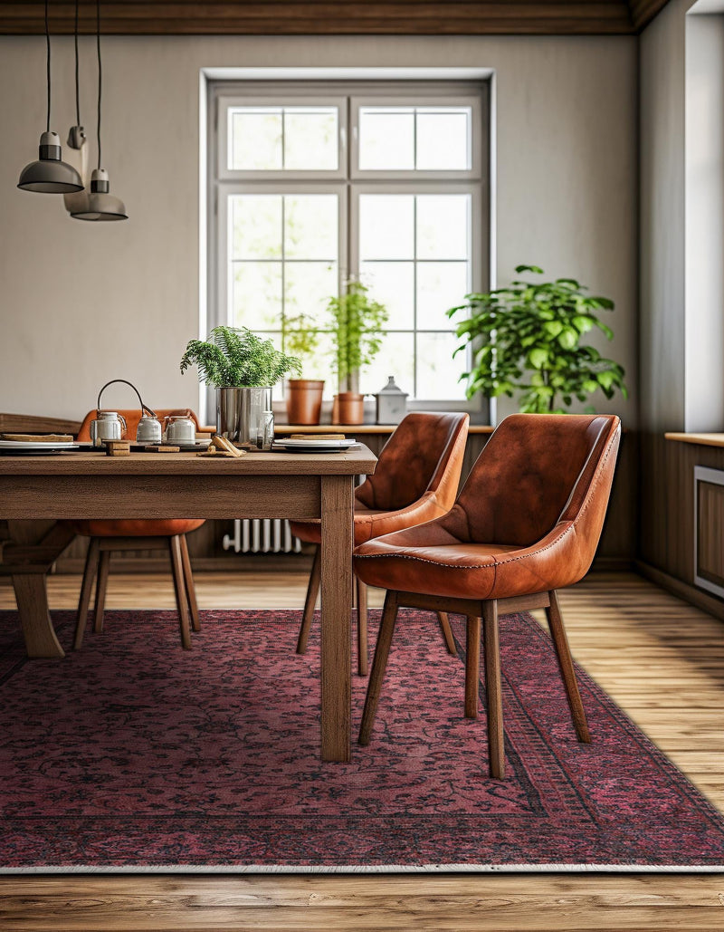 Bazaar Chic Collection Area Rug -  Larache Square Antique Red  lifestyle 27