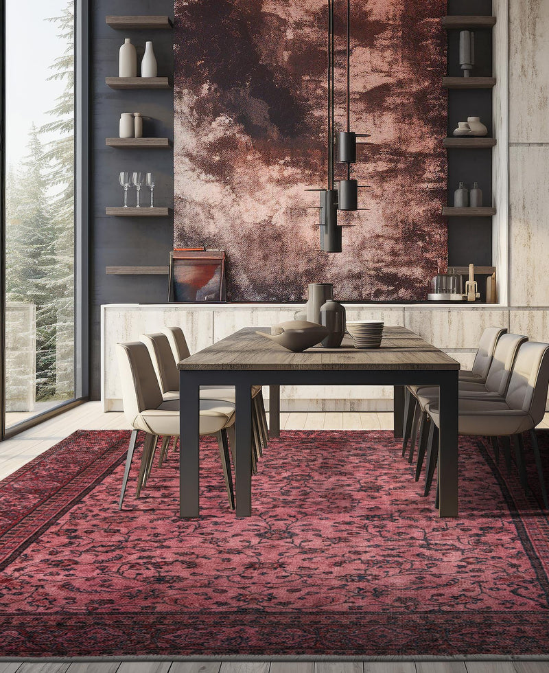 Bazaar Chic Collection Area Rug -  Larache Square Antique Red  lifestyle 35