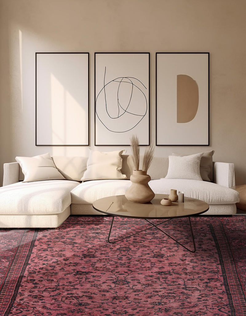 Bazaar Chic Collection Area Rug -  Larache Square Antique Red  lifestyle 37
