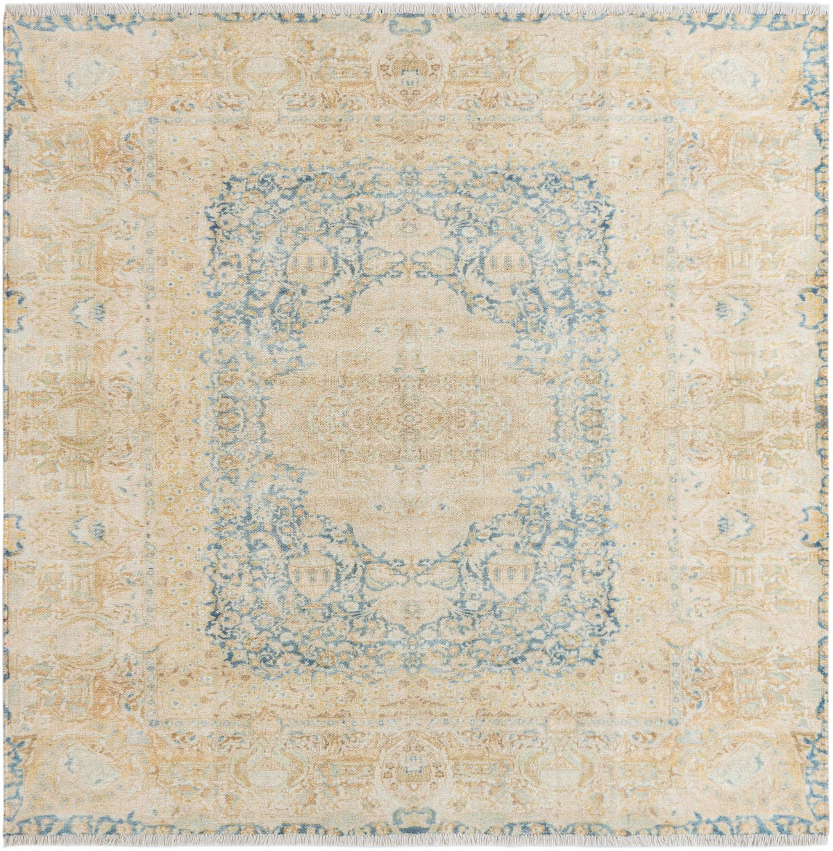 Bazaar Chic Collection Area Rug -  Kenitra Square Blue and Ivory  lifestyle 19