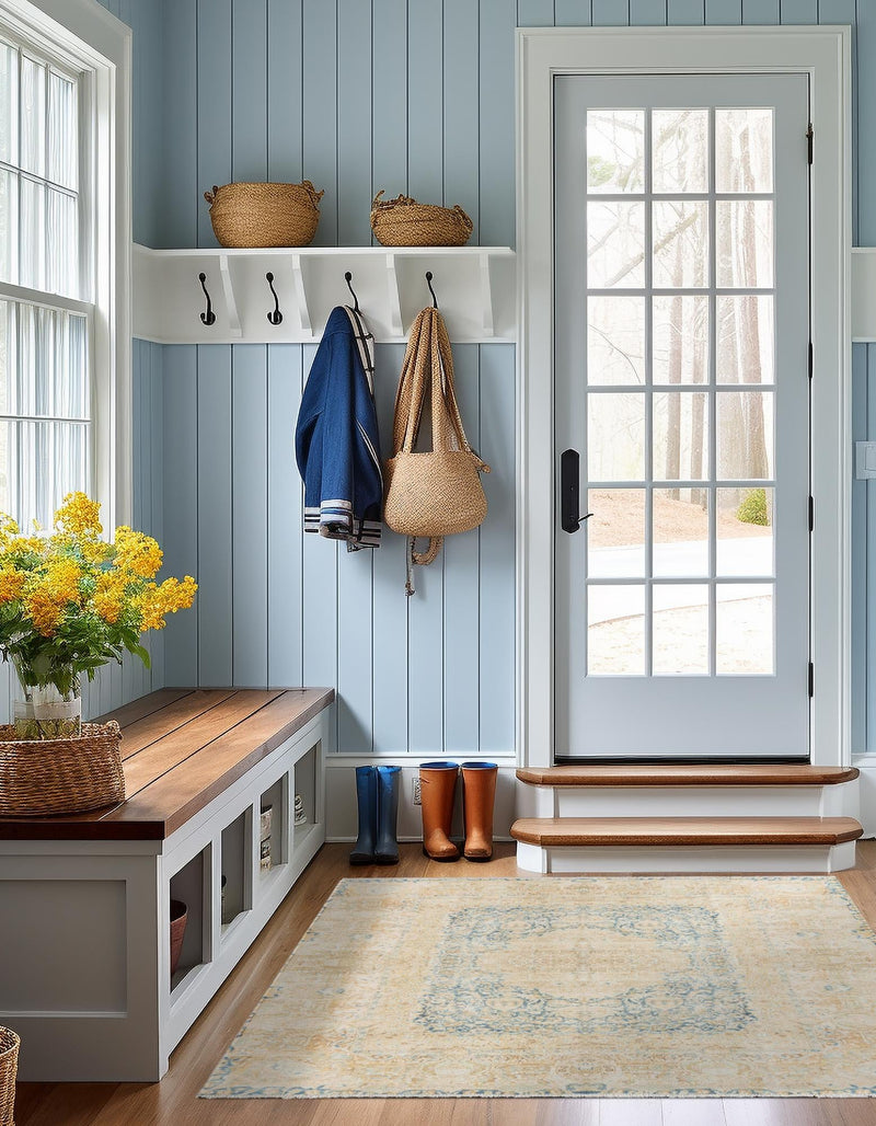 Bazaar Chic Collection Area Rug -  Kenitra Square Blue and Ivory  lifestyle 25