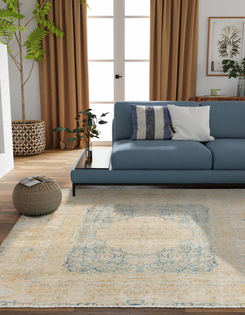 Bazaar Chic Collection Area Rug -  Kenitra Square Blue and Ivory  lifestyle 37