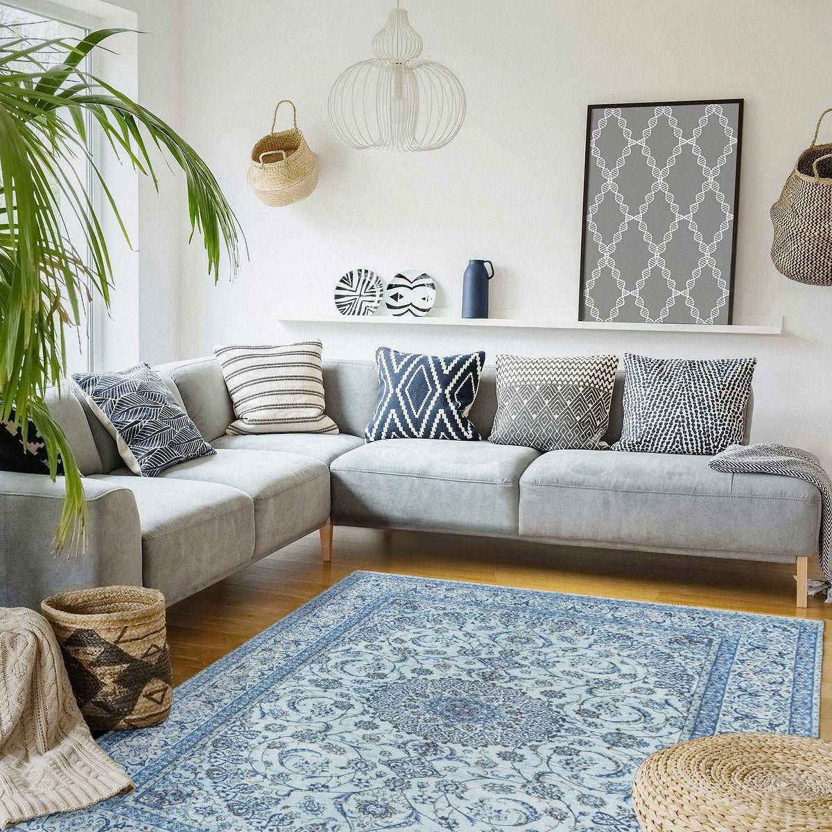 Bazaar Chic Collection Area Rug -  El Jadida Rectangle Blue  lifestyle 16
