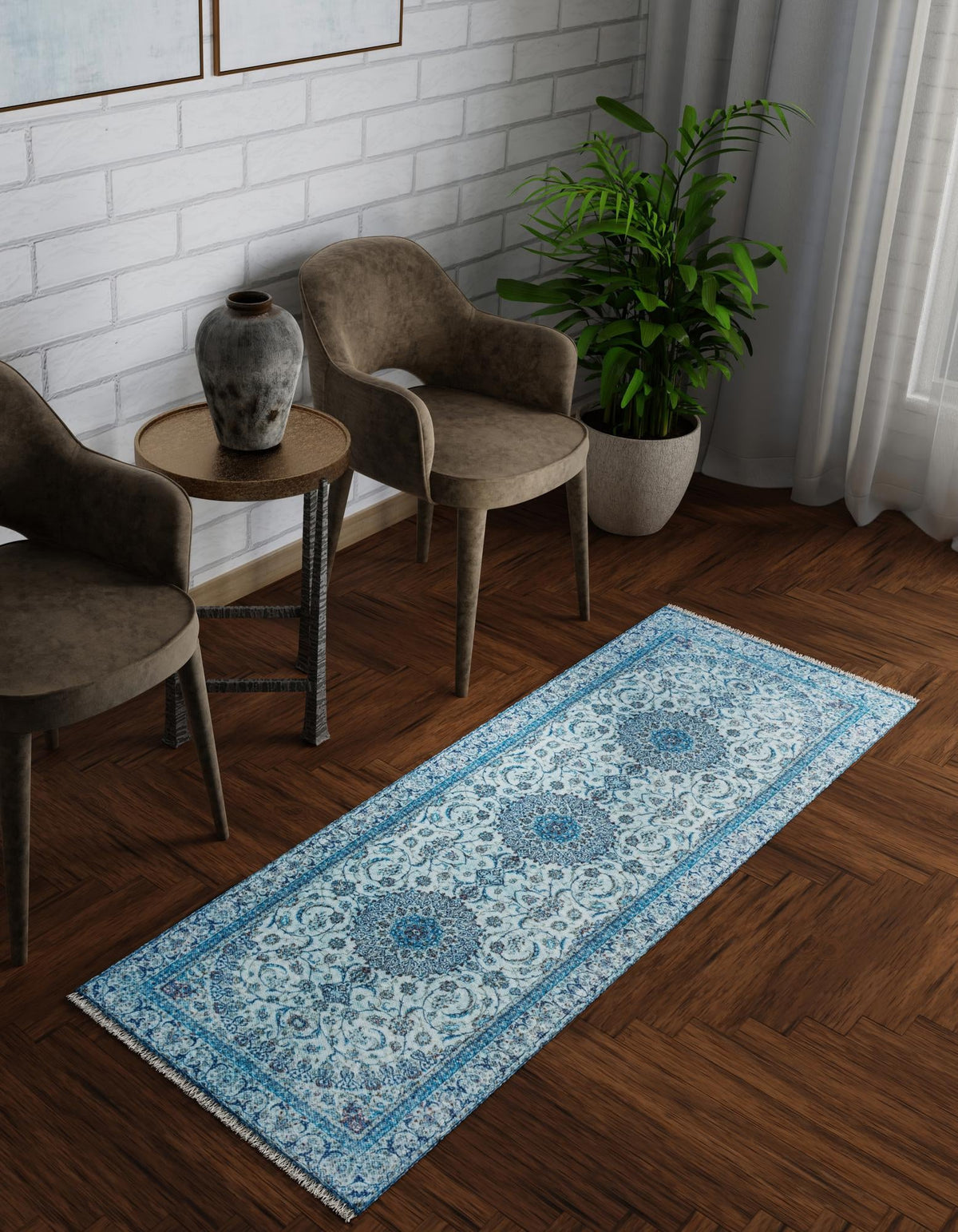 Bazaar Chic Collection Area Rug -  El Jadida Runner Blue  lifestyle 34