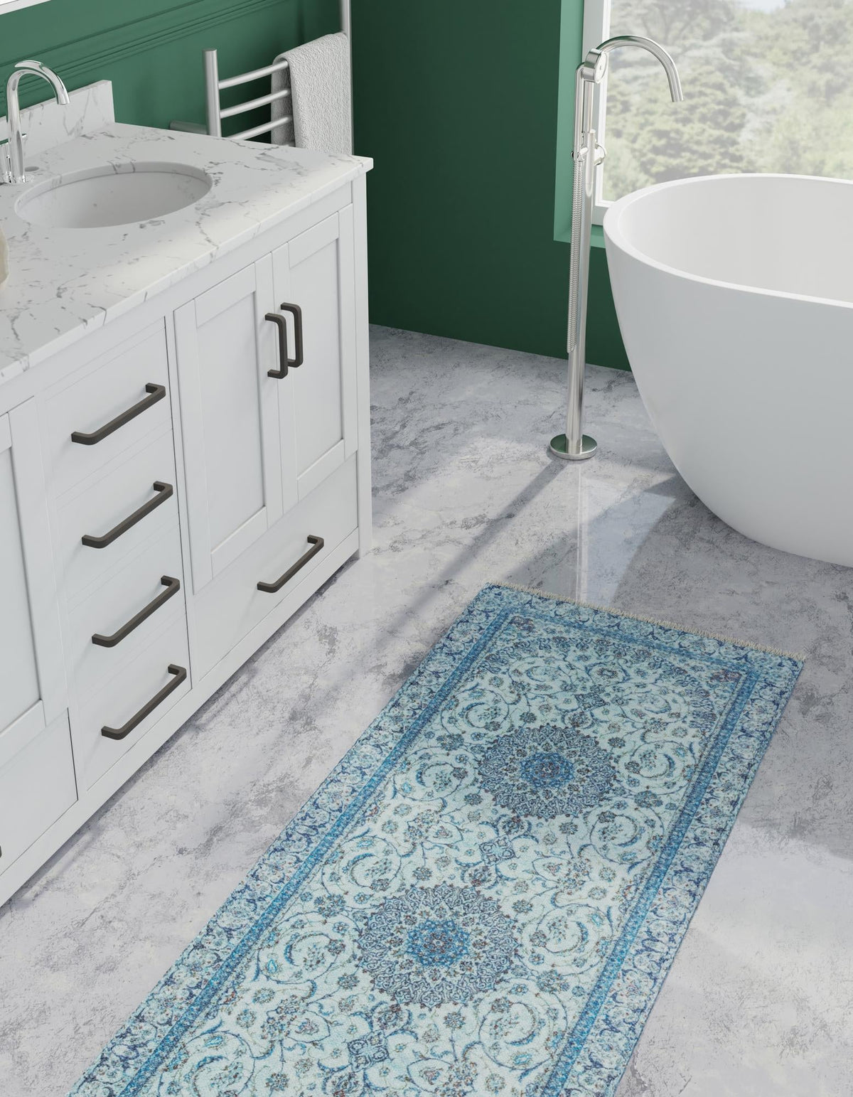 Bazaar Chic Collection Area Rug -  El Jadida Runner Blue  lifestyle 38