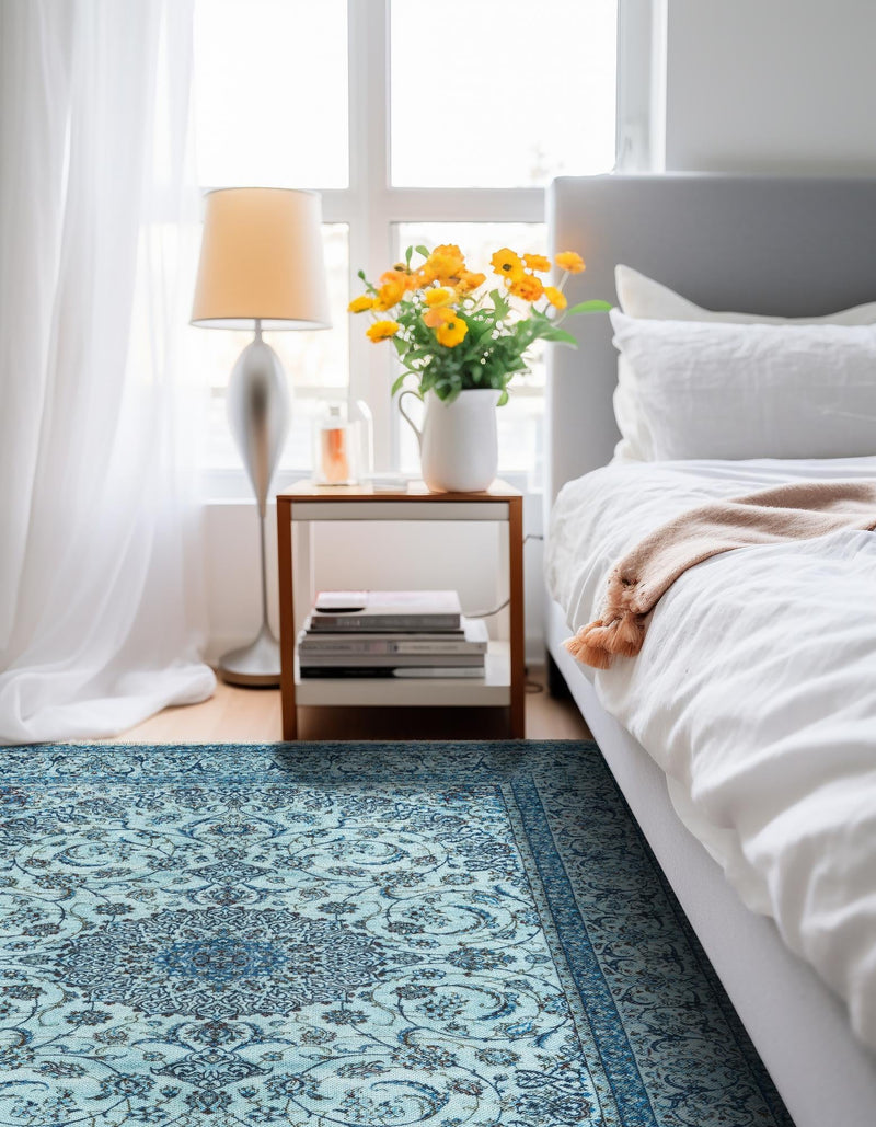 Bazaar Chic Collection Area Rug -  El Jadida Square Blue  lifestyle 31