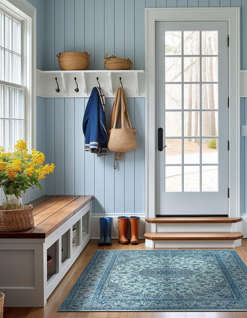 Bazaar Chic Collection Area Rug -  El Jadida Square Blue  lifestyle 35