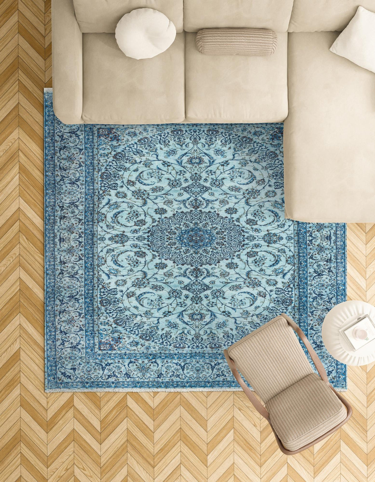Bazaar Chic Collection Area Rug -  El Jadida Square Blue  lifestyle 59