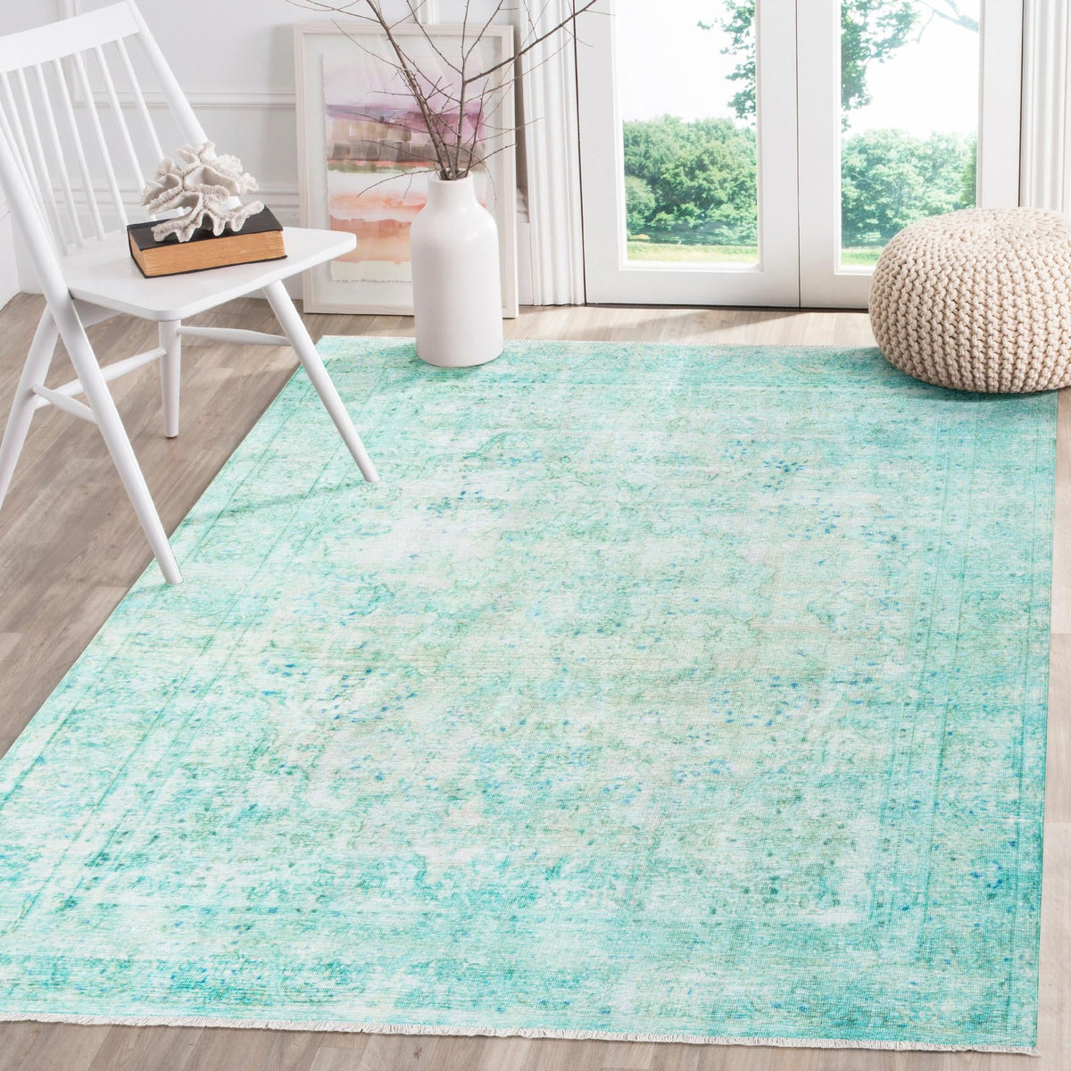 Bazaar Chic Collection Area Rug -  Taza Rectangle Turquoise  lifestyle 16