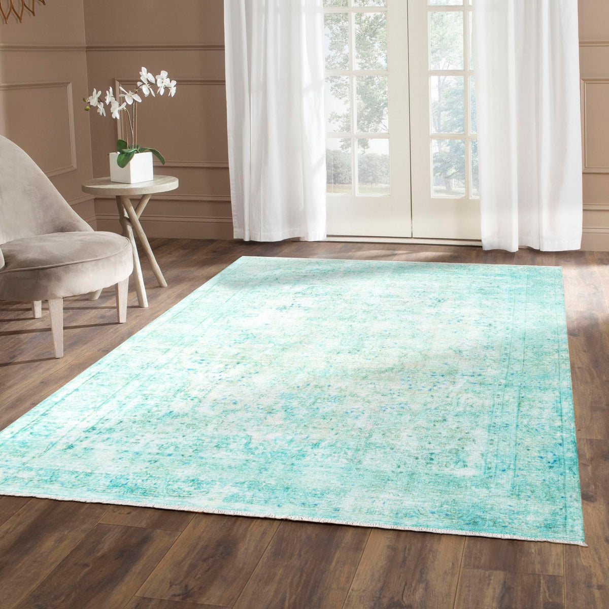 Bazaar Chic Collection Area Rug -  Taza Rectangle Turquoise  lifestyle 17