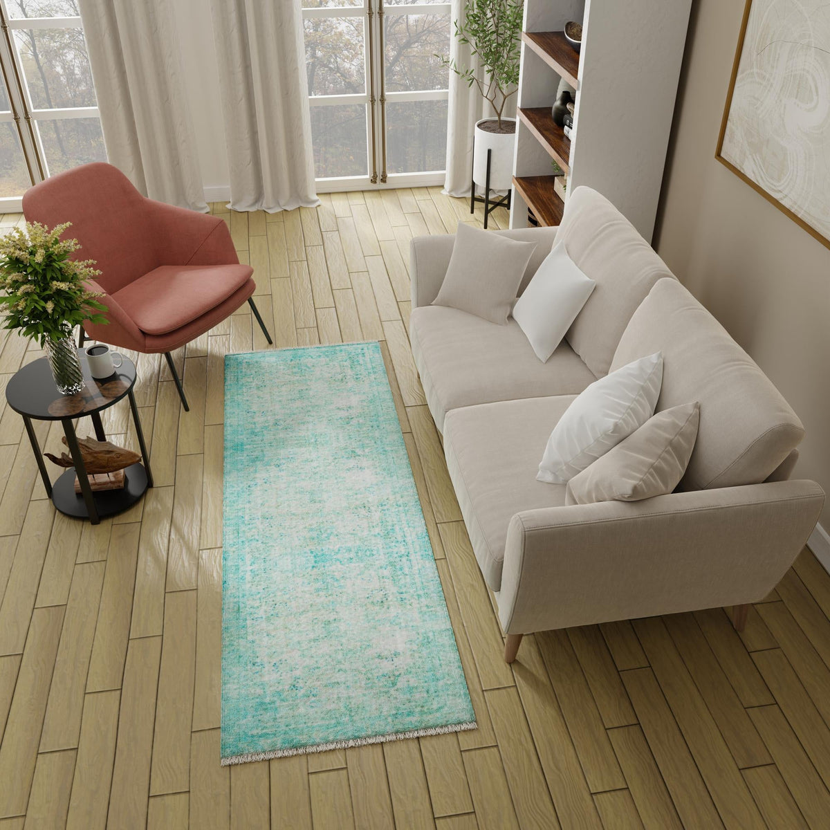 Bazaar Chic Collection Area Rug -  Taza Runner Turquoise  lifestyle 61