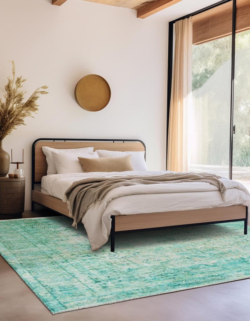 Bazaar Chic Collection Area Rug -  Taza Square Turquoise  lifestyle 31