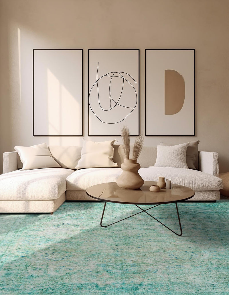 Bazaar Chic Collection Area Rug -  Taza Square Turquoise  lifestyle 35