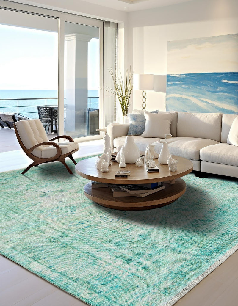 Bazaar Chic Collection Area Rug -  Taza Square Turquoise  lifestyle 37