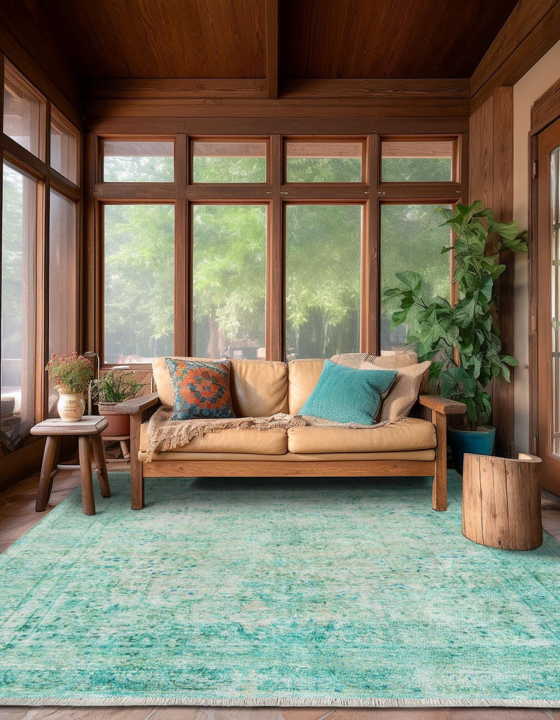 Bazaar Chic Collection Area Rug -  Taza Square Turquoise  lifestyle 39