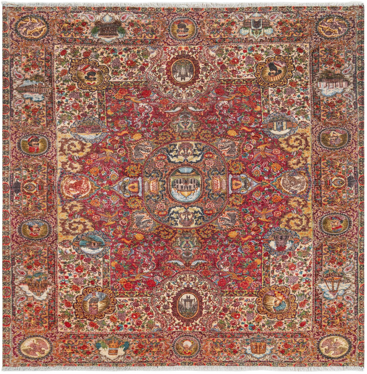 Bazaar Chic Collection Area Rug -  Khouribga Square Rust Red  lifestyle 19