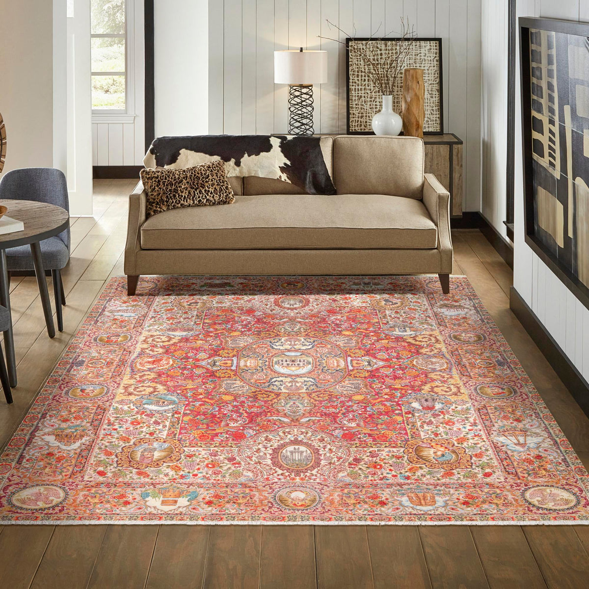 Bazaar Chic Collection Area Rug -  Khouribga Rectangle Rust Red  lifestyle 17
