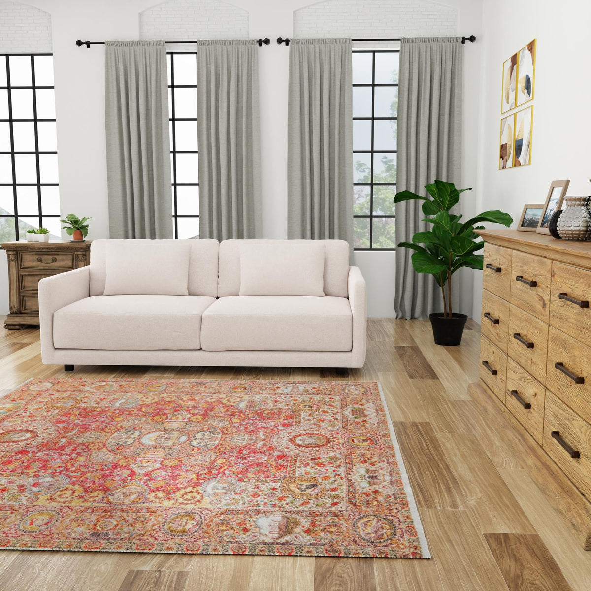 Bazaar Chic Collection Area Rug -  Khouribga Square Rust Red  lifestyle 56