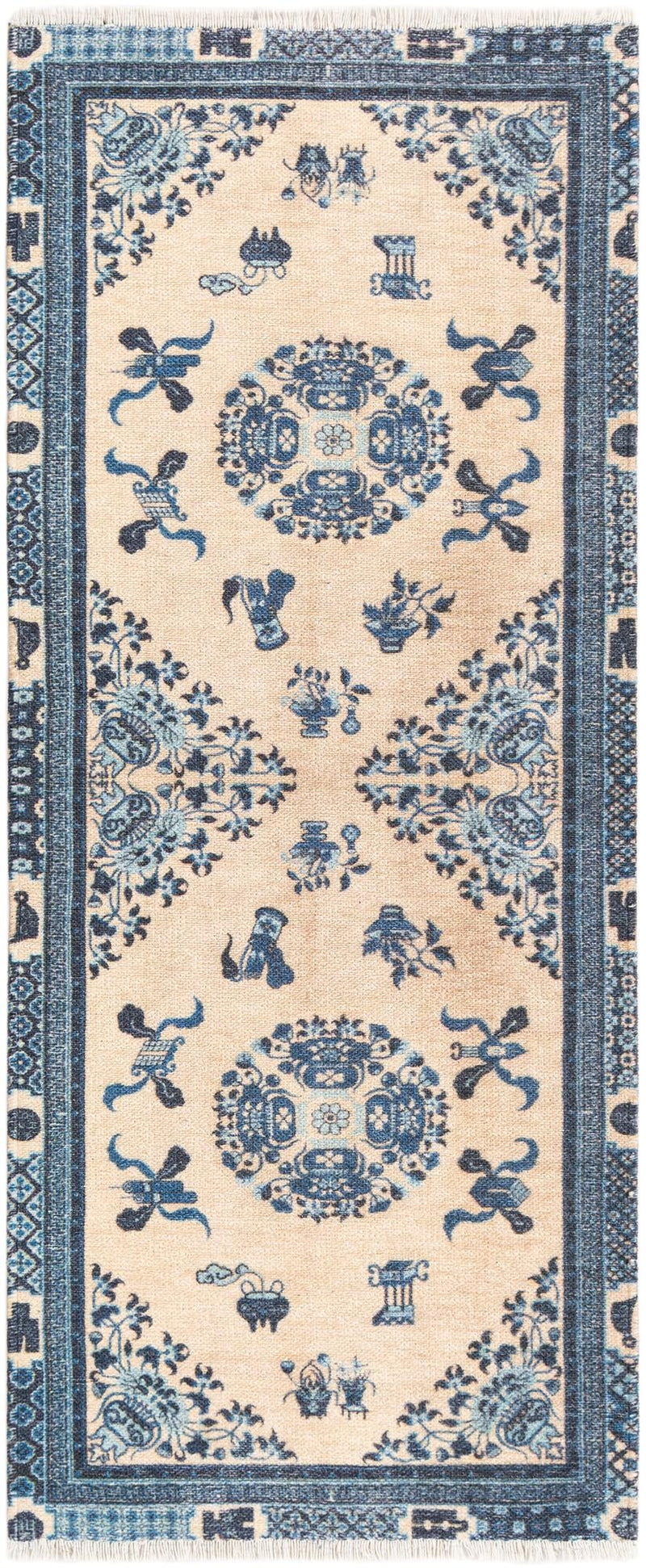 Bazaar Chic Collection Area Rug -  Casablanca Runner Ivory and Blue  lifestyle 18