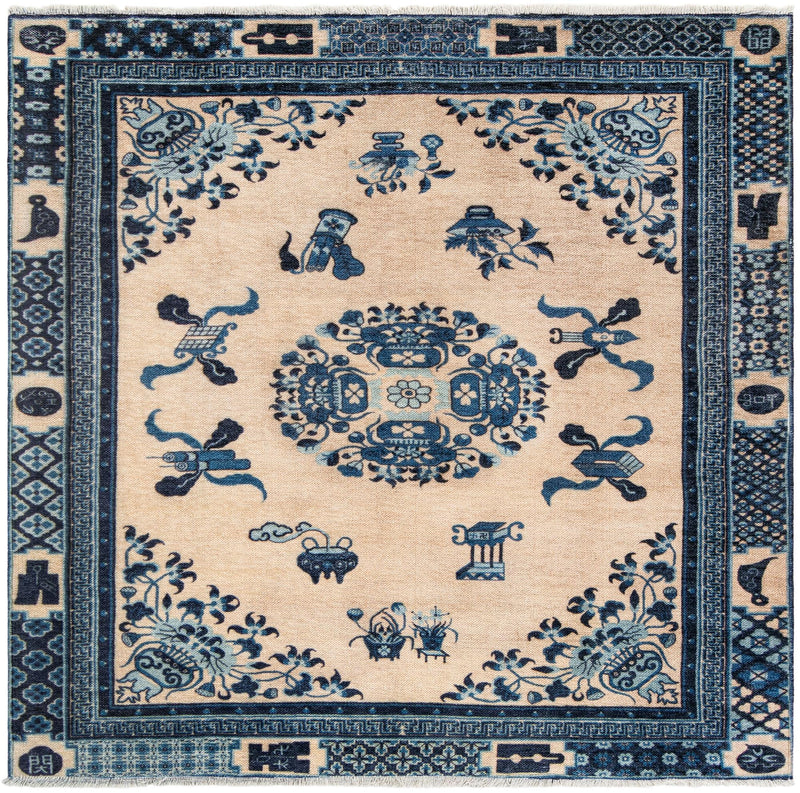 Bazaar Chic Collection Area Rug -  Casablanca Square Ivory and Blue  lifestyle 19