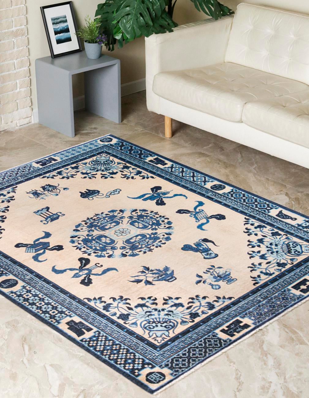 Bazaar Chic Collection Area Rug -  Casablanca Rectangle Ivory and Blue  lifestyle 2