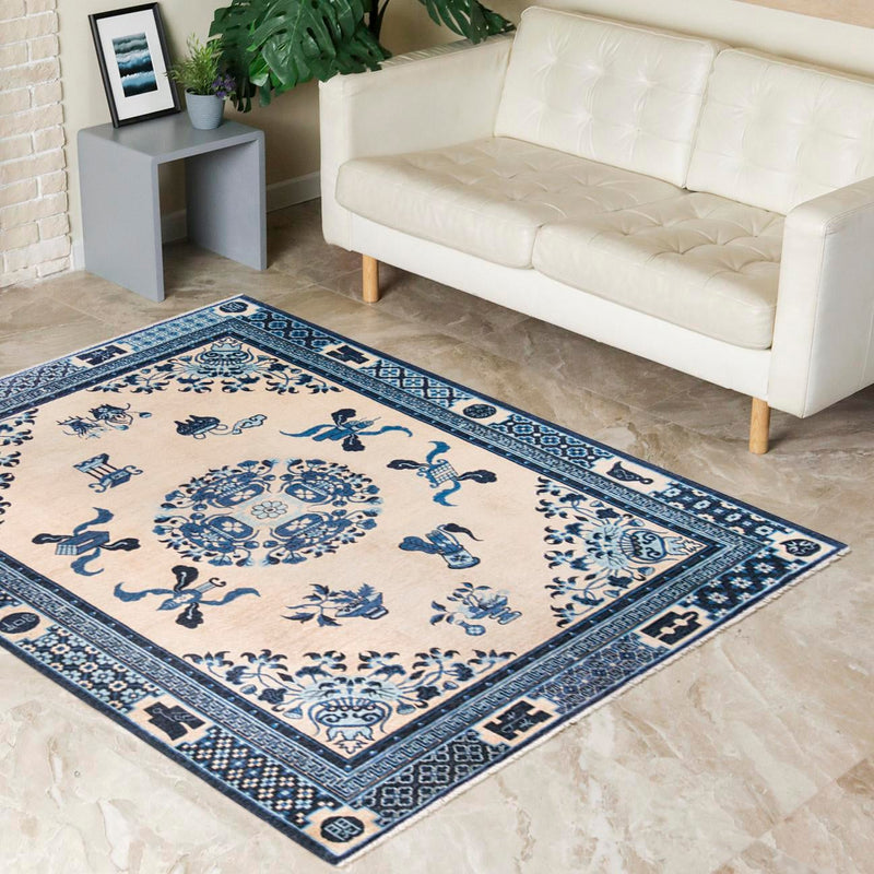 Bazaar Chic Collection Area Rug -  Casablanca Rectangle Ivory and Blue  lifestyle 15