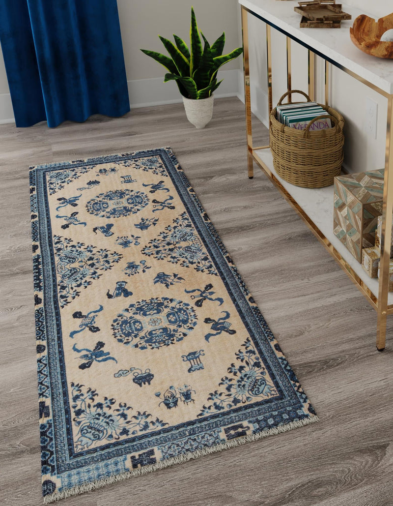 Bazaar Chic Collection Area Rug -  Casablanca Runner Ivory and Blue  lifestyle 20