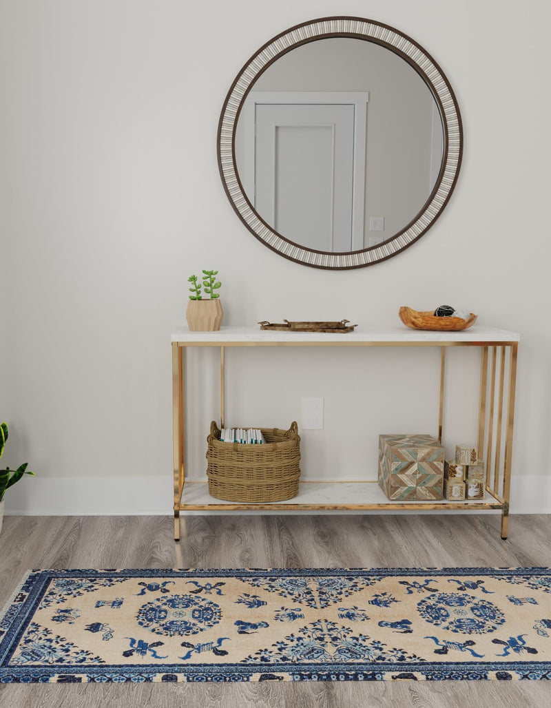 Bazaar Chic Collection Area Rug -  Casablanca Runner Ivory and Blue  lifestyle 22