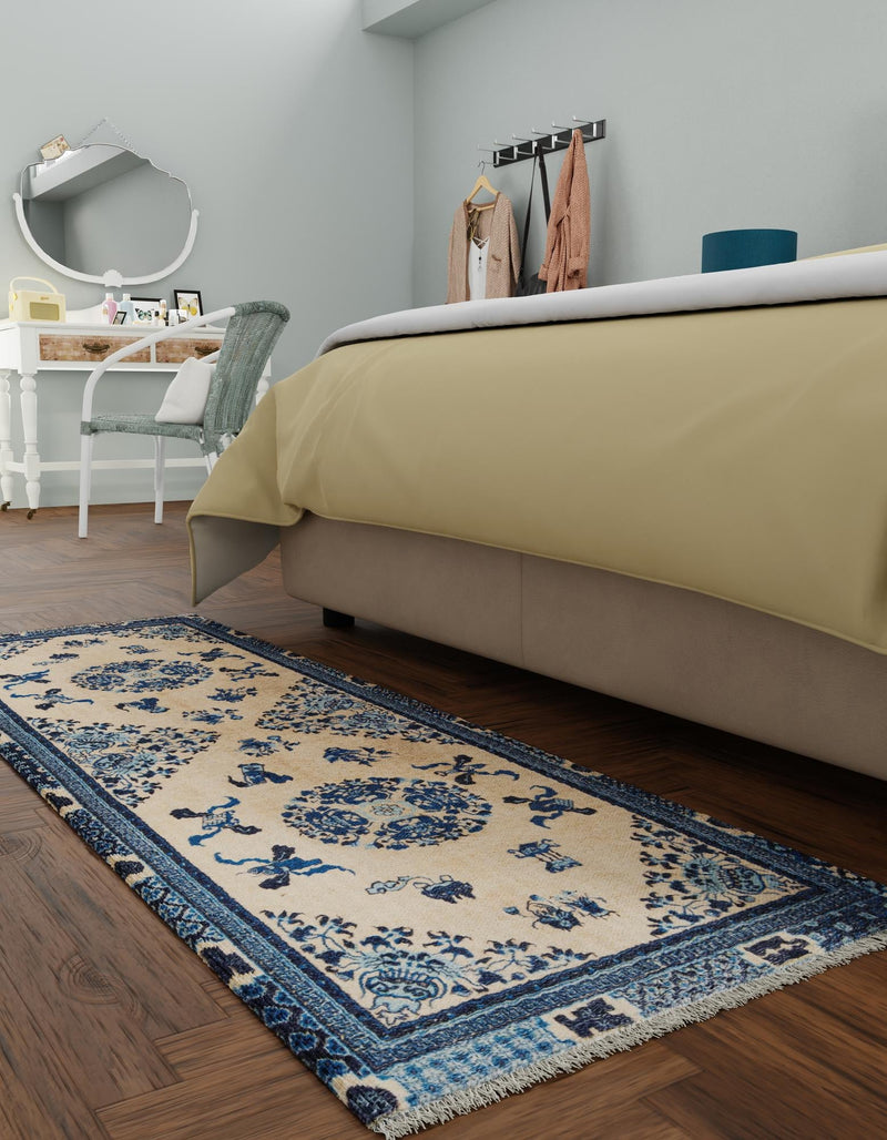 Bazaar Chic Collection Area Rug -  Casablanca Runner Ivory and Blue  lifestyle 34