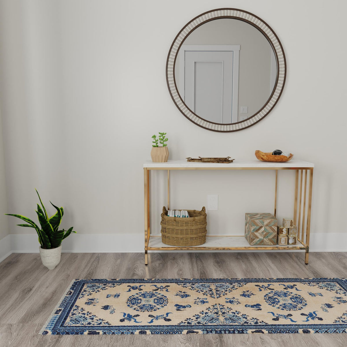 Bazaar Chic Collection Area Rug -  Casablanca Runner Ivory and Blue  lifestyle 62