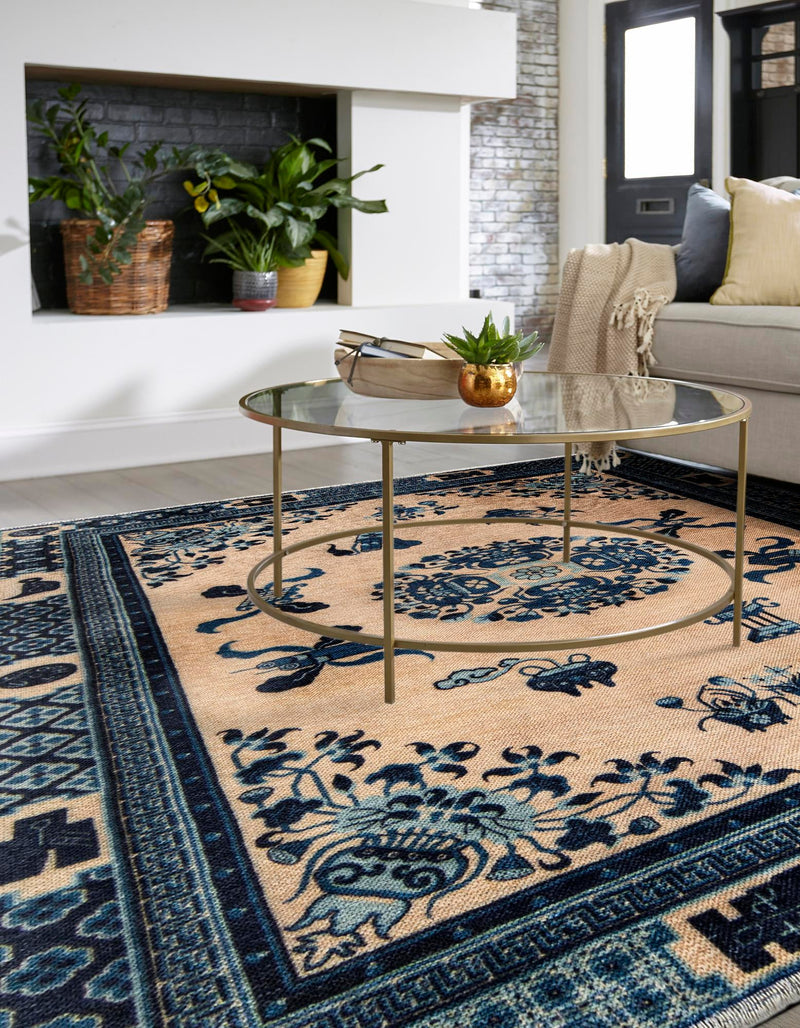 Bazaar Chic Collection Area Rug -  Casablanca Square Ivory and Blue  lifestyle 25