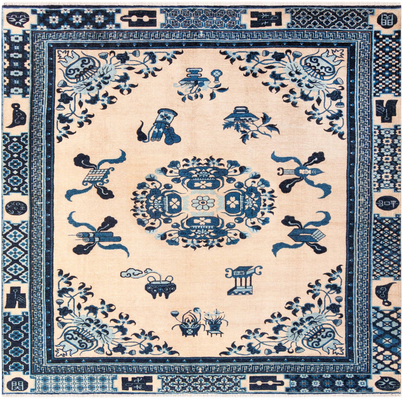 Bazaar Chic Collection Area Rug -  Casablanca Square Ivory and Blue  lifestyle 39