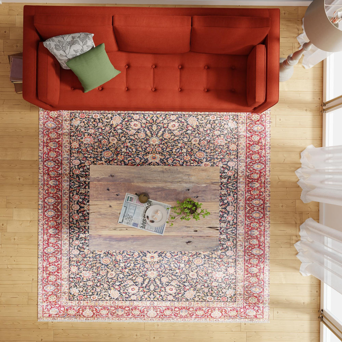 Bazaar Chic Collection Area Rug -  Tangier Square Navy Blue  lifestyle 67