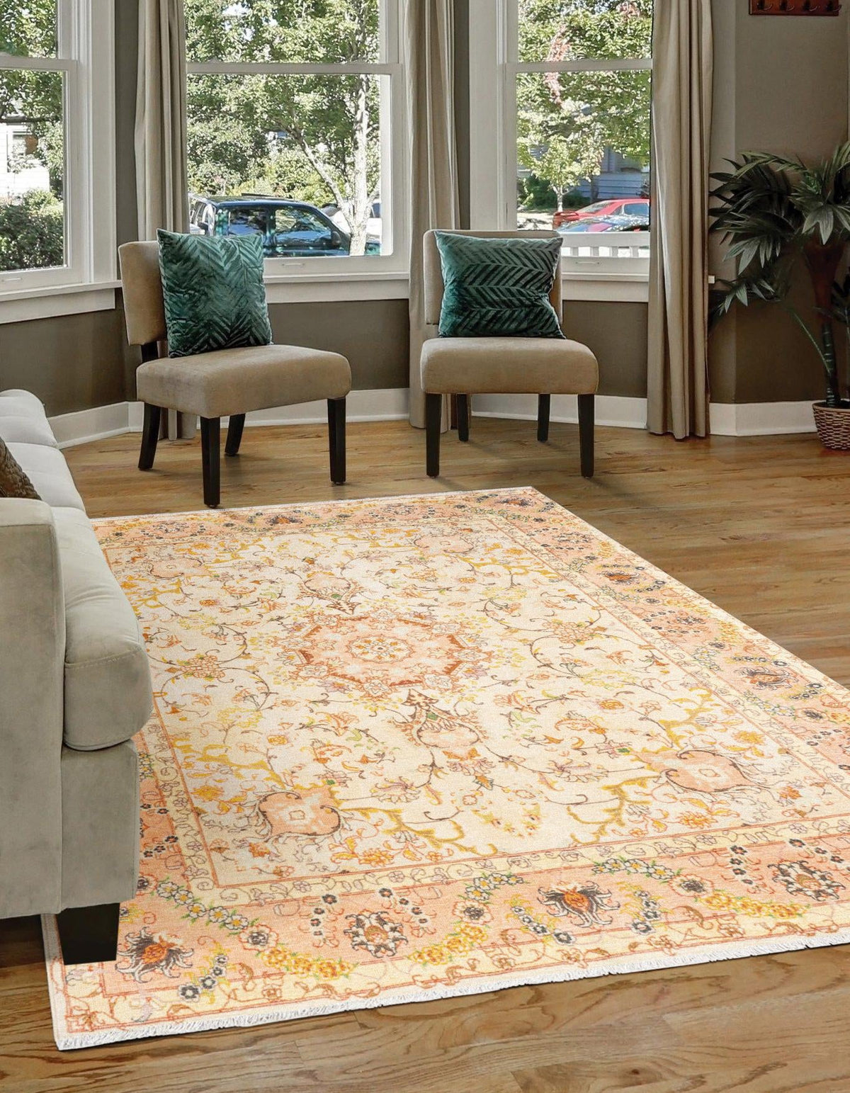 Bazaar Chic Collection Area Rug -  Fez Rectangle Ivory and Gold  lifestyle 2