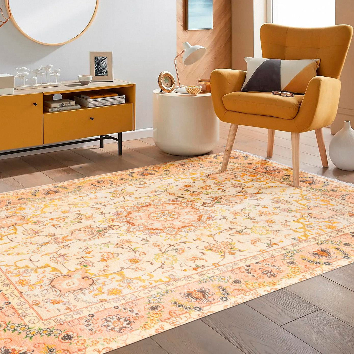 Bazaar Chic Collection Area Rug -  Fez Rectangle Ivory and Gold  lifestyle 16