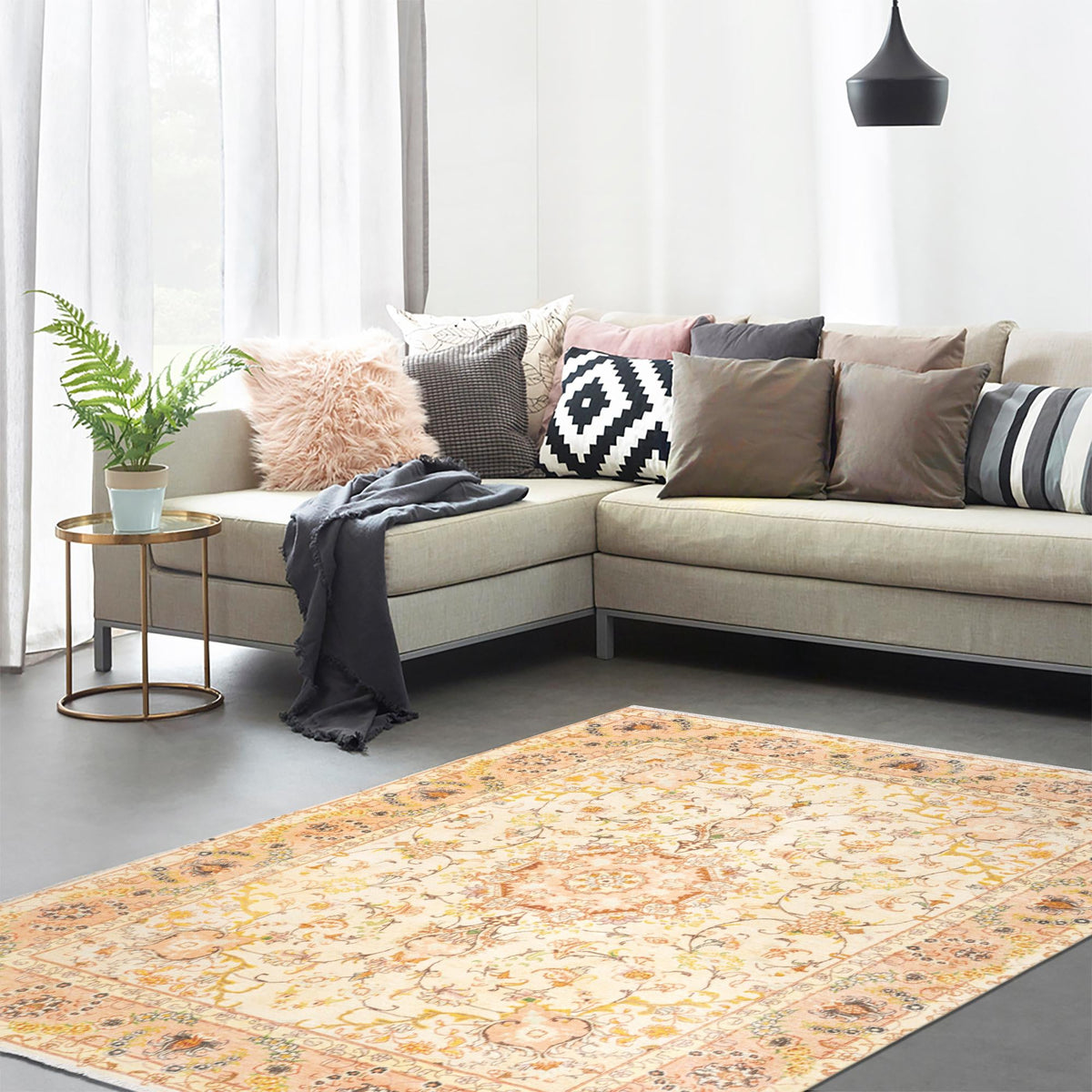 Bazaar Chic Collection Area Rug -  Fez Rectangle Ivory and Gold  lifestyle 17