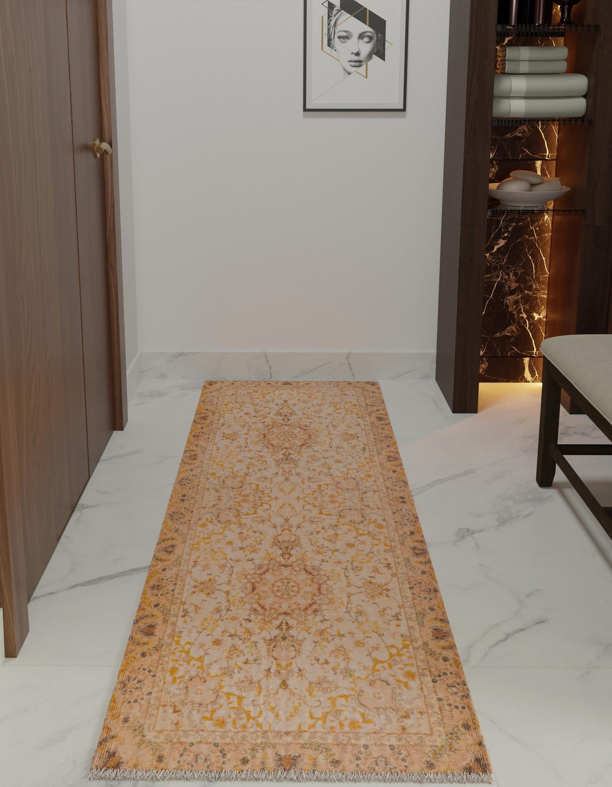 Bazaar Chic Collection Area Rug -  Fez Runner Ivory and Gold  lifestyle 32