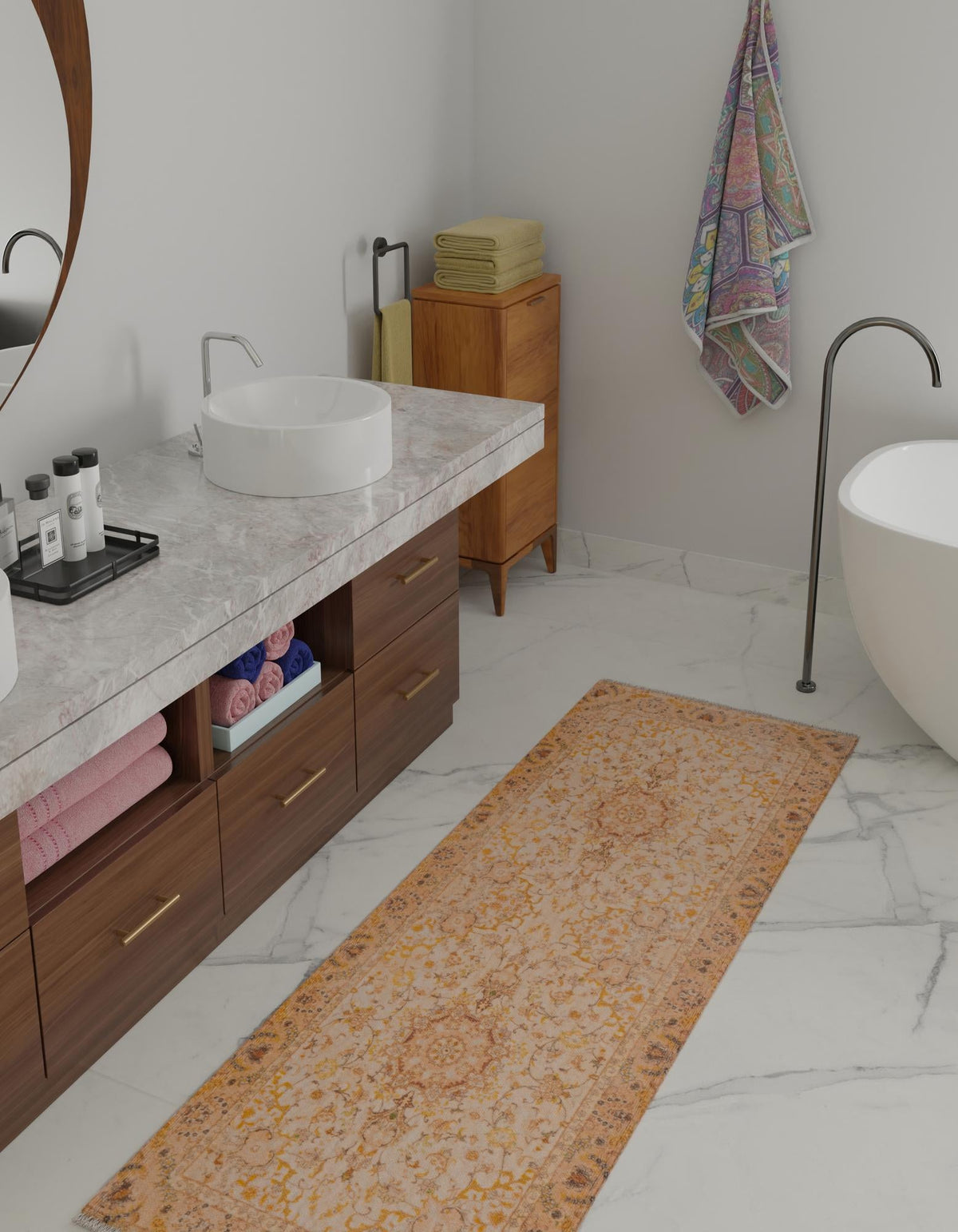 Bazaar Chic Collection Area Rug -  Fez Runner Ivory and Gold  lifestyle 34