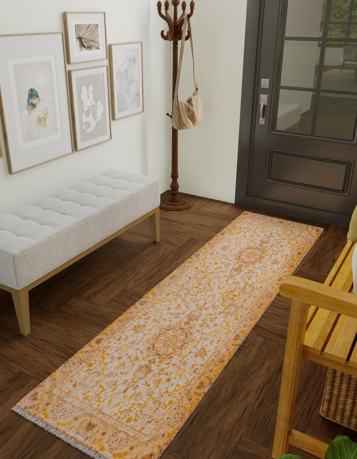 Bazaar Chic Collection Area Rug -  Fez Runner Ivory and Gold  lifestyle 38