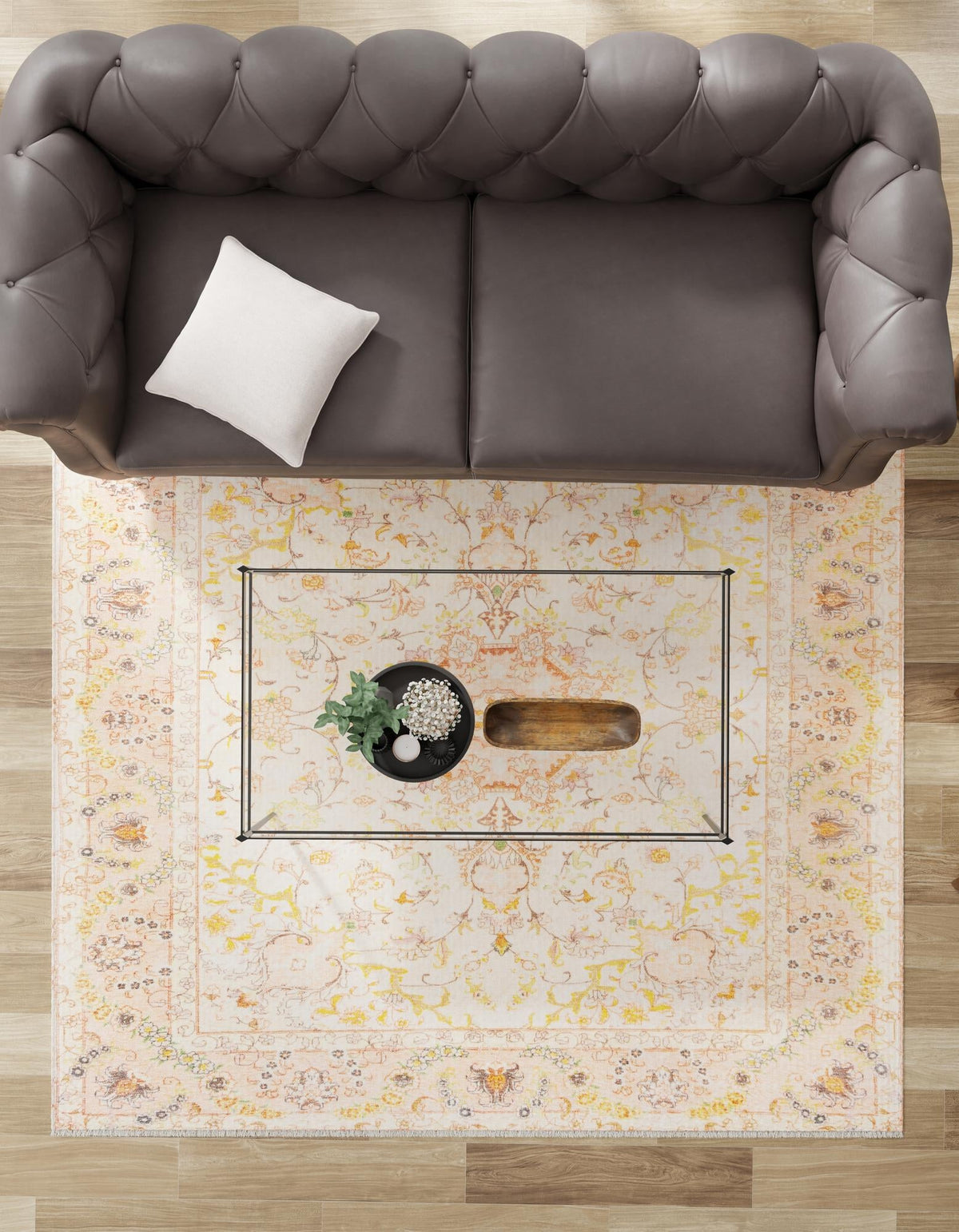 Bazaar Chic Collection Area Rug -  Fez Square Ivory and Gold  lifestyle 60