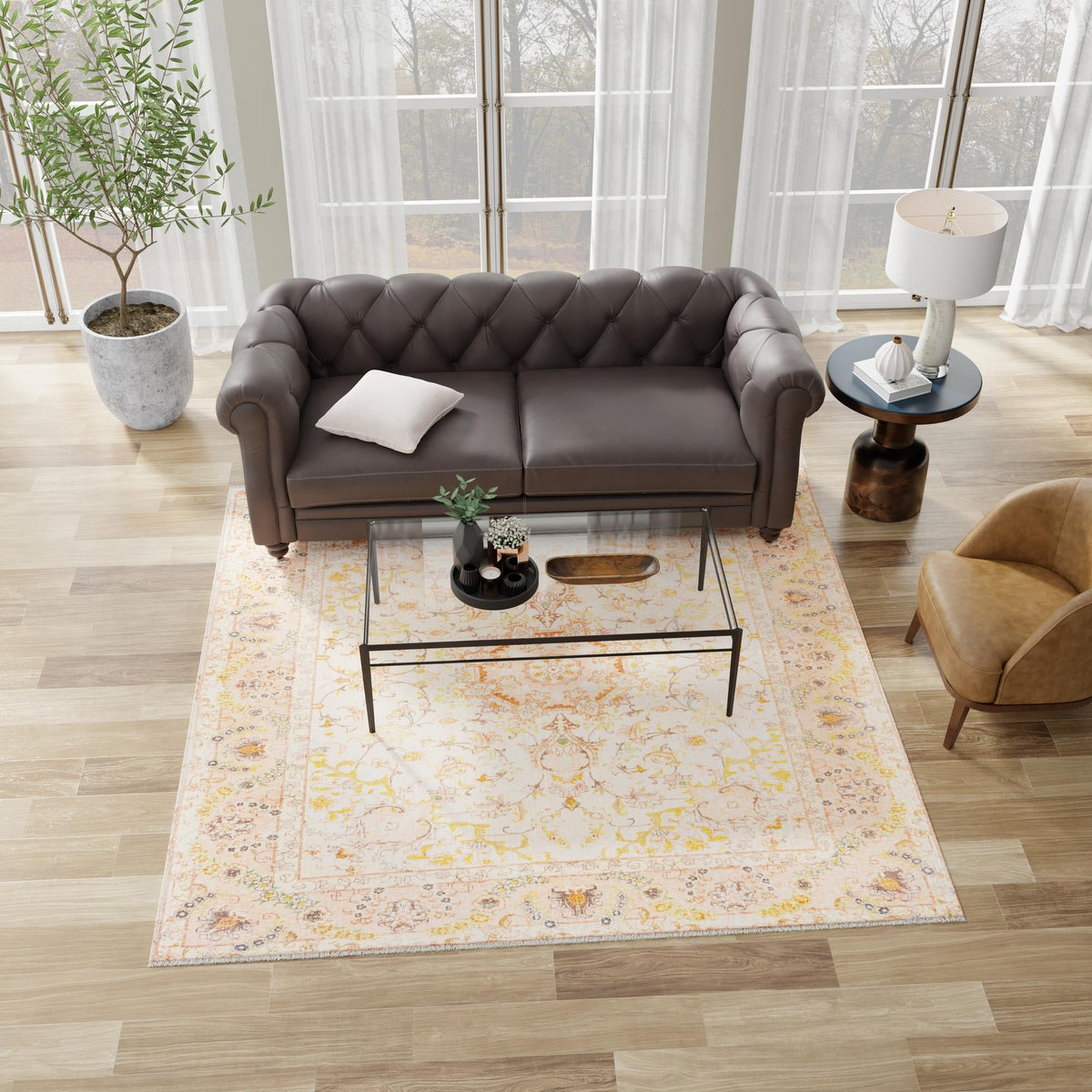 Bazaar Chic Collection Area Rug -  Fez Square Ivory and Gold  lifestyle 62