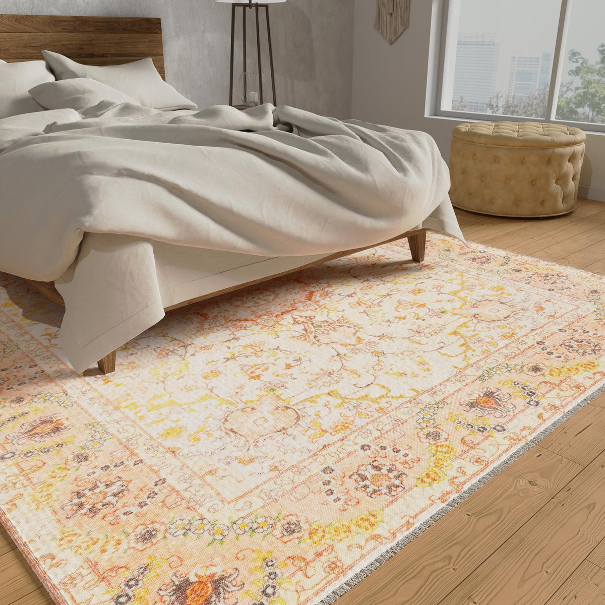 Bazaar Chic Collection Area Rug -  Fez Square Ivory and Gold  lifestyle 66