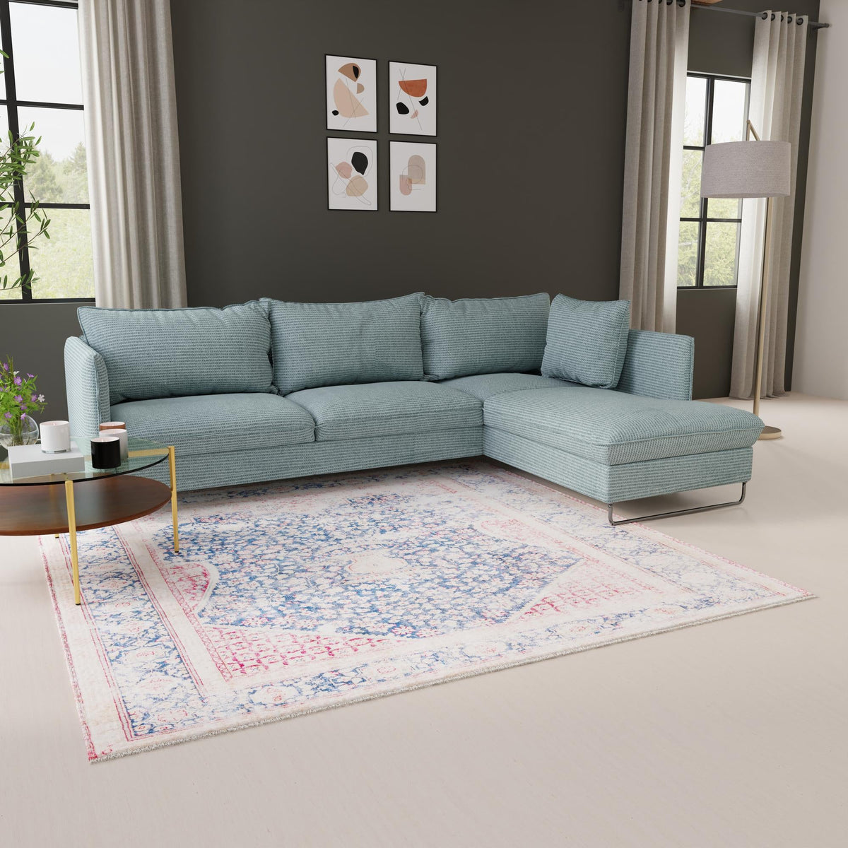 Bazaar Chic Collection Area Rug -  Rabat Square Navy Blue  lifestyle 62