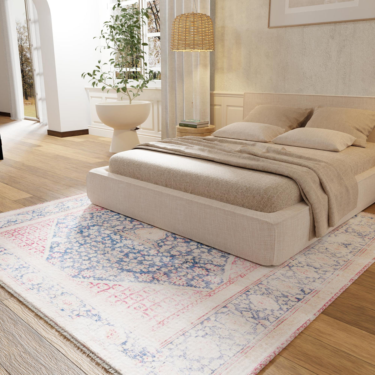 Bazaar Chic Collection Area Rug -  Rabat Square Navy Blue  lifestyle 63