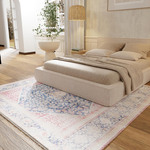 Bazaar Chic Collection Area Rug -  Rabat Square Navy Blue  lifestyle 63