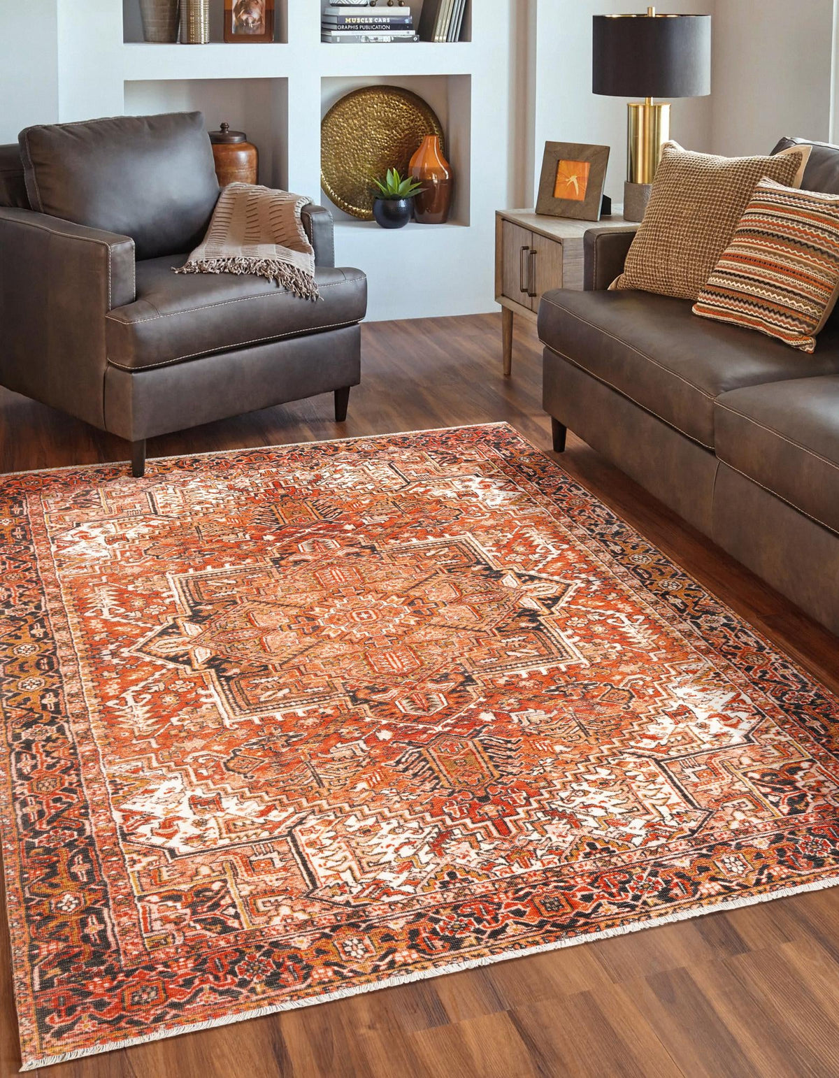 Bazaar Chic Collection Area Rug -  Essaouira Rectangle Rust Red  lifestyle 2