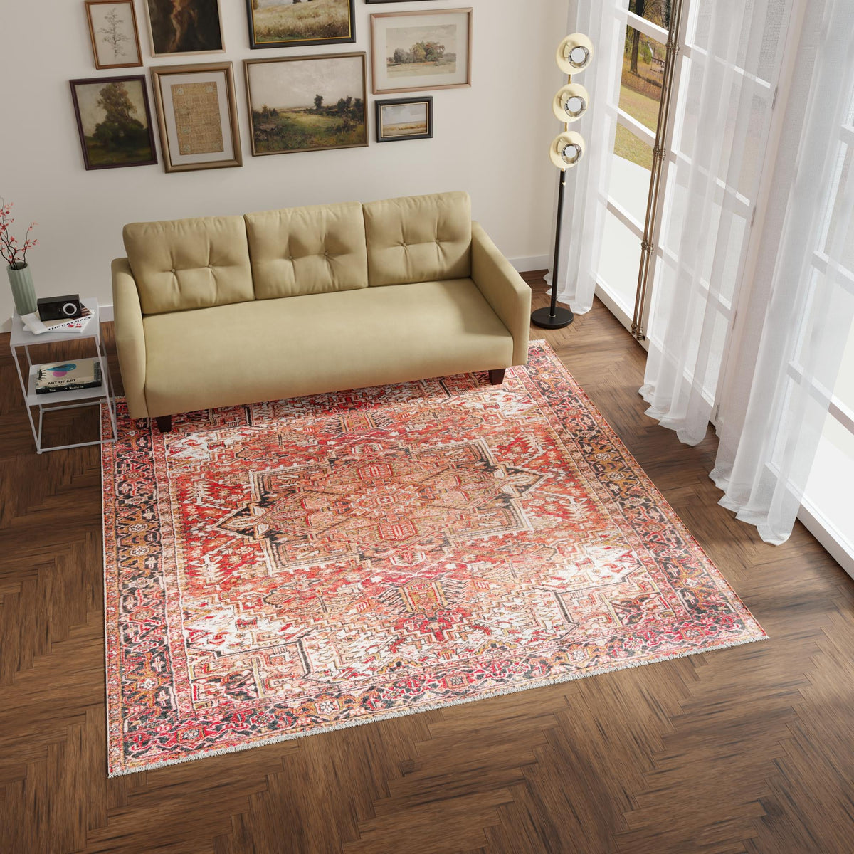 Bazaar Chic Collection Area Rug -  Essaouira Square Rust Red  lifestyle 61