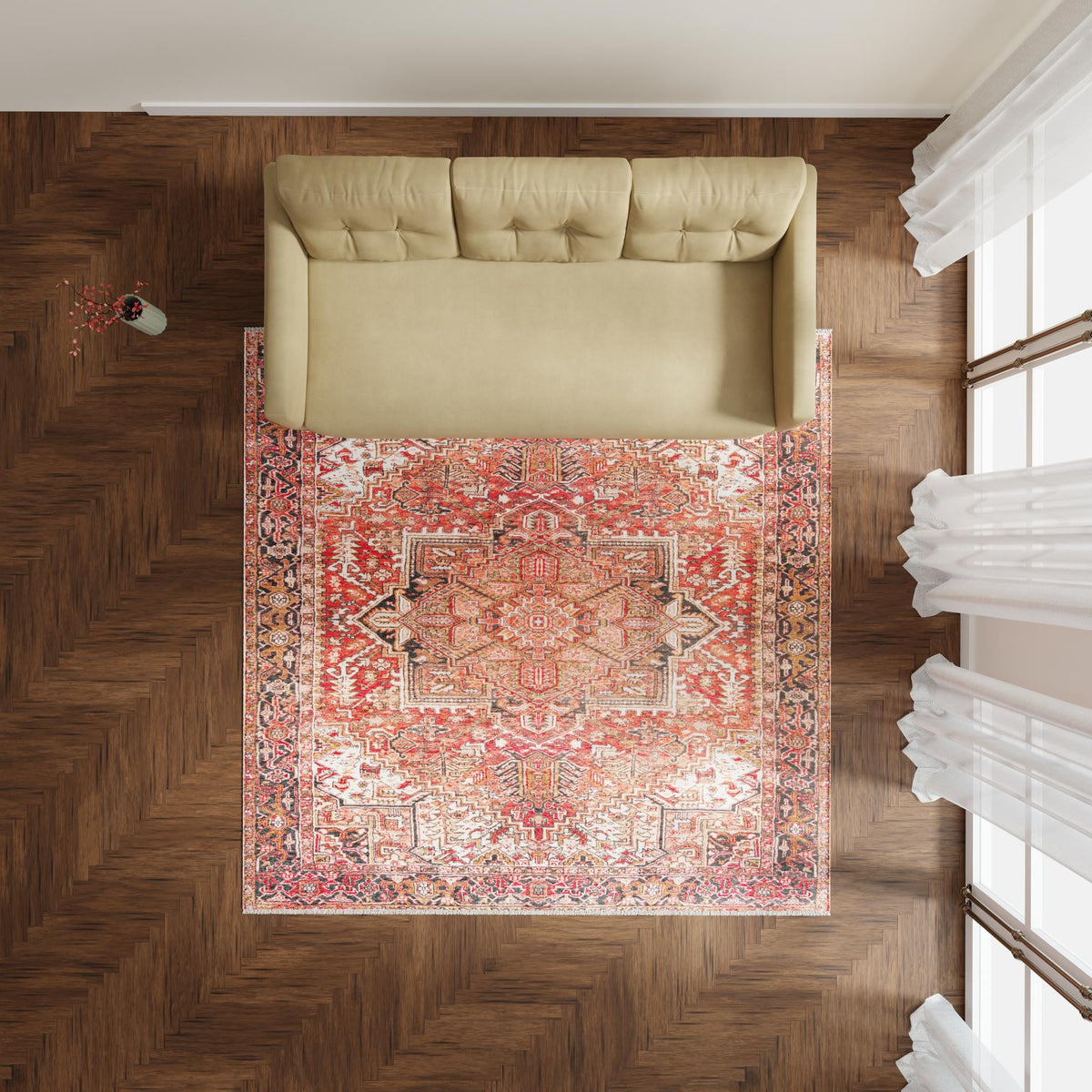 Bazaar Chic Collection Area Rug -  Essaouira Square Rust Red  lifestyle 64