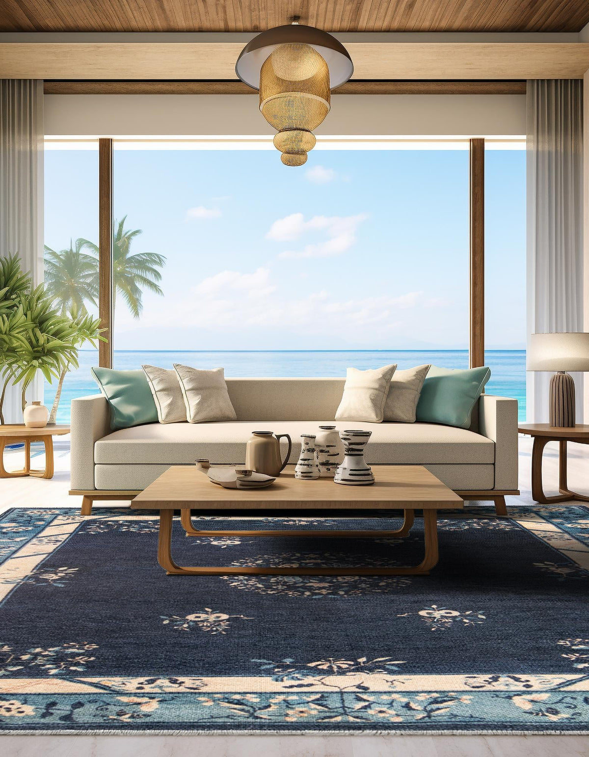 Bazaar Chic Collection Area Rug -  Ouarzazate Square Navy Blue  lifestyle 36